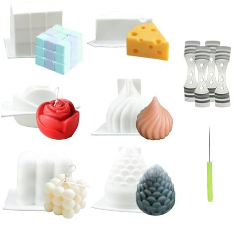 Anevios Kerzenformen zum Gießen 6 Stück Kerzenform Bubble Kerzen Kit Kerzen Gießform 3D DIY Kerzenform Silikon Kerzen Selber Machen Set für DIY Aromatherapie Kerzen, Heimdekorationen