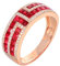 Epinki Trauringe Rosegold Au750 18K Frauen, Echte Goldschmuck Labor Erstellt Rubin 1.87ct Quadrat Partnerringe Rot Ewigkeit Partnerringe Au750 Rose Gold mit Moissanit, Gr.56 (17.8)
