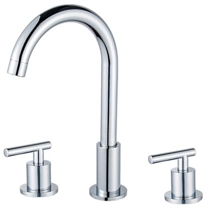 BiaoTeng 3 Hole Bathroom Sink Tap Chrome 360° Rotation Brass Hot or Cold Bathroom Basin Mixer Tap 3 Hole Three Tap Hole Basin Taps, Chrome
