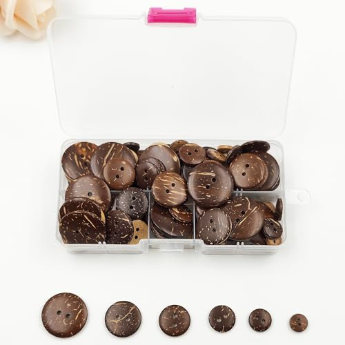 WANYIG Holzknöpfe Handmade Knöpfe Holz 10mm 13mm 15mm 20mm 25mm Runde Kinderknöpfe Holzknöpfe zum DIY Nähen Stricken Bastel Geschenk Deko (120 Stück)