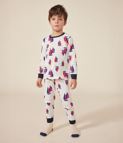 Petit Bateau A0AUB Langarm-Pyjama Jungen Marshmallow/Multico 2 Jahre