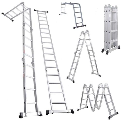 4.7M Multi-purpose Ladder Foldable Ladder Aluminum Step Ladder 14 in 1 Combination Ladder with Platform Lightweight