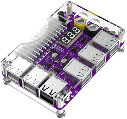 JMT 24 Pins ATX Power Supply Breakout Board and Acrylic Case Kit Module Adapter PC Power Connector Support 3.3V/5V/12V 1.8V-10.8V(ADJ) (Upgraded 12Port 1piece)