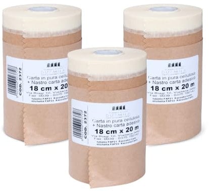 PENNELLIFICIO 2000 | Set da 3 Rotoli in Carta con Nastro Adesivo per Mascheratura, Protezione Pareti, Muri, Battiscopa, Mobili, Dimensioni 18 cm x 20 m – Made in Italy