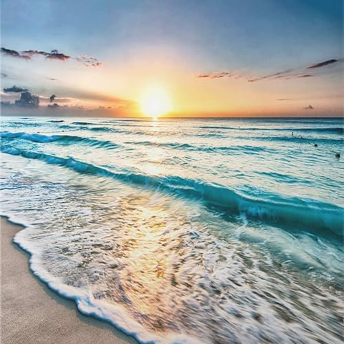 NAIMOER Meer Diamond Painting, 5D Diamant Painting Bilder Diamond Painting Sonnenuntergang Strand Kinder Erwachsene DIY Diamant Malerei für Home Wand Décor 30x30cm