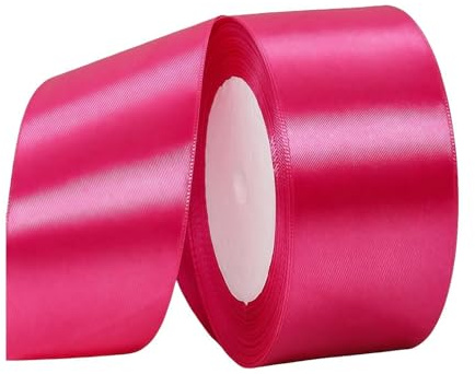 Knallrosa Satinband 50mm,Geschenkband Satinband 22 Meter Polyesterband, Knallrosa Schleifenband für Geschenkverpackung,Dekoration,Hochzeit,Weihnachten,Bastelarbeiten,und Geschenkverpackung