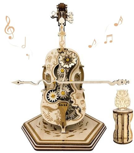 3D Cello Spieluhr Puzzle Holz Für Erwachsene, 3D Cello Modell Romantische Magic Cello Spieluhr Jigsaw Puzzle, Weihnachten Geburtstag Geschenk Für Kinder, Erwachsene