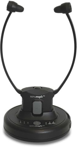 TV-Kopfhörer, Hörverstärkung bis zu 120 dB(A), Kinnbügel-Funkkopfhörer 2.4 GHz
