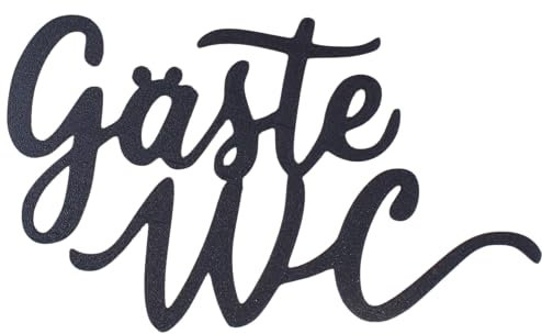 Toilettenschild Türschild | WC | Gäste-WC Schild | Klo Beschilderung | Türdeko Badezimmer | Selbstklebend Schwarz