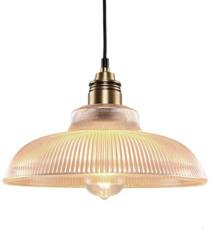GUANSHAN Lampe pendante en verre rétro avec plafonnier en verre transparent vintage luminaire suspendu lustre décoratif suspension pour chambre à coucher, table à manger, bar