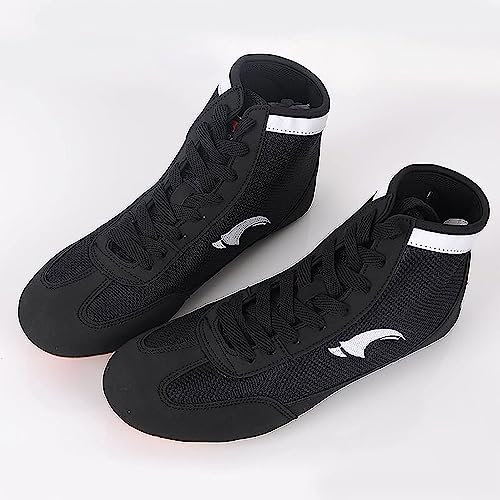 Scarpe da Boxe Scarpe da Boxe Scarpe da Wrestling Scarponi da Boxe Leggeri per Sport da Combattimento Scarpe da Sollevamento Pesi Stivali da Wrestling, Scarpe da Wrestling Antiscivolo-Black||36EU