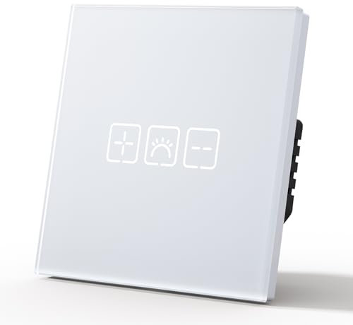 MVAVA Touch Light Switch Flush-Mounted, WiFi Smart Light Switch Compatible with Alexa/Google Home Work with Tuya/Smart Life, Glass Alexa Dimmer Switch, Neutral Line Requires White