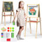 Joyooss Kunststaffelei für Kinder, verstellbares stehendes Holz-Zeichenbrett für Kleinkinder, doppelseitig, trocken abwischbar, mit Malzubehör, Geschenk und Kunstbedarf für Kleinkinder (106RED)