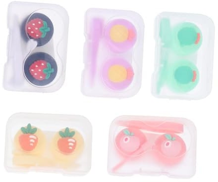 Healeved Useful Contacts Lens Cases 5pcs Pp Material Compact Size Fashion Design Ideal for Travel