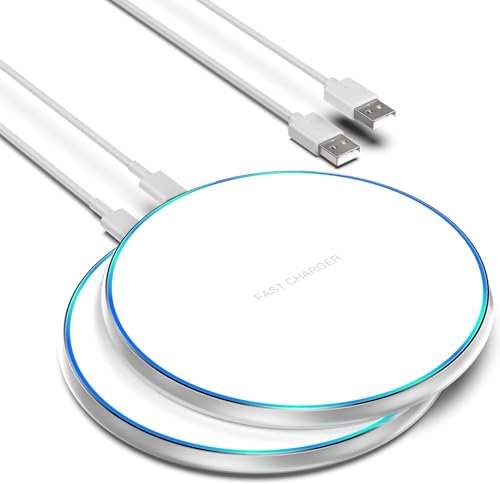 Wireless Charger, Wireless Charging Pad for iPhone 16/15/14/13/12/11 Pro/Pro Max/XS Max/XR/SE, Wireless Charging Mat Station for Samsung Galaxy S22/S21S20/S10/S9/Note10/9, 2 PACK