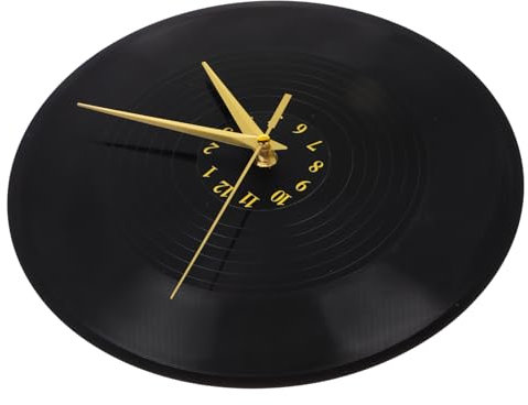 MAGICLULU Vinyl-schallplattenuhr Für Innenbereich Wanduhr Aus Kunststoff Und Metall Batteriebetrieben Dekorative Heimdekoration Runde Form Geräuschloser Betrieb