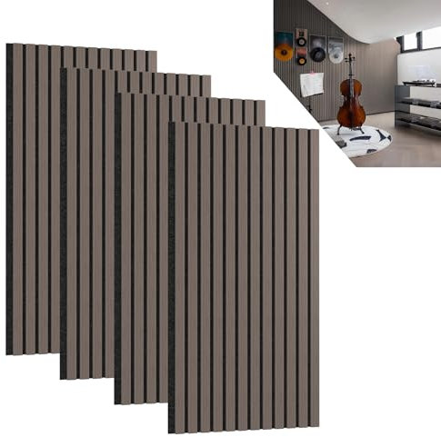 ACXIN Lot de 4 panneaux acoustiques 3D en bois de chêne véritable - Placage en bois de chêne véritable sur feutre acoustique - 120 x 60 cm - Panneaux muraux à lamelles - Revêtement mural - Pour