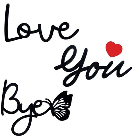 Oruola 2 Set Wanddekoration für Badezimmer,Love You Bye Schriftzug,Wandschild für Kinderzimmer Eingang,Wohnzimmer,Schlafzimmer,Badezimmer für Valentinstag Hochzeitstag Dekoration,Schwarz