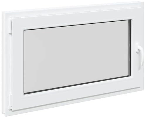 RISOR - Ventana para sótano (100 x 60 cm, inclinable, DIN izquierda, PVC y cristal, para óptima transmisión de luz y durabilidad), color blanco