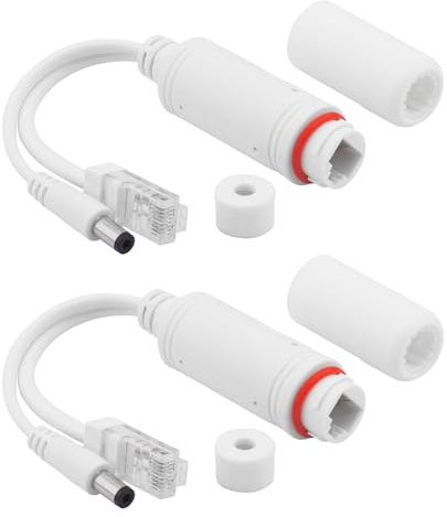 Leehitech 2-Pack Waterproof Outdoor PoE Splitter 48V to 12V 1.2A Output, IEEE 802.3af/at Compliant 10/100Mbps Power Over Ethernet Adapter with 5.5x2.1mm DC Plug for IP Security Camera, Wireless AP