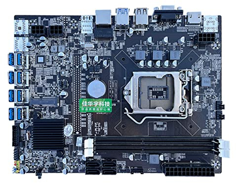 Miner - Placa base B75 BTC para CPU Set 8 ranuras para tarjeta de video LGA 1155 DDR3 Memoria USB 3.0 para puerto VGA Low P Btc Mining Motherboard con CPU