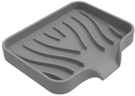 Homeponnew Silicone Soap Holder Soap Box Sink Tray Silicone Stainless Steel suitable for Kitchen and Bathroom dish palm brushes stainless steel scourers (Gray)