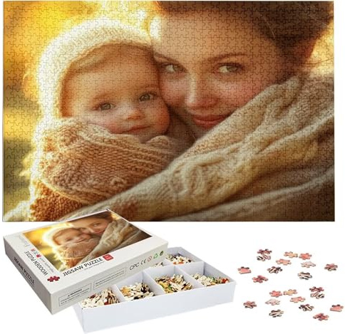 Personalisiertes Puzzle mit Eigenem Foto - 1000/1314/1500/2000/3000/4000/5000 Teile, Puzzle Selbst Gestalten, Personalisierte Geschenk für Familie, Paare & Haustierfans Geburtstag, Weihnachten h-4146