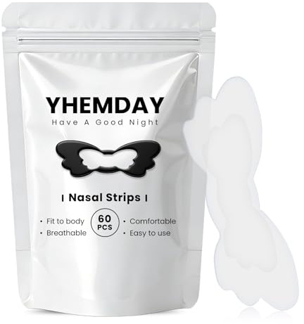 Yhemday Nasenpflaster Schnarchen – 60 Stück Anti Schnarch Nose Strips Schmetterling Transparent, Nasenstrips mit großer Form, Extra starker Halt, Besser Atmen & Schnarchstopper für Schlaf & Sport