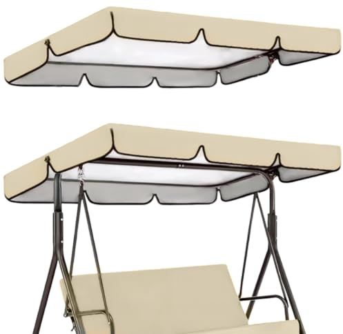 GORGECRAFT Copertura di Ricambio per Altalena da Giardino da 195x125cm per Altalena da Cortile Beige A 3 posti per Veranda Patio Sedia A Baldacchino Protezione UV Impermeabile per Amaca Mobili caffè