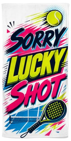Power Towel Sporthandtuch 70x140, Sorry Lucky Shot Bunt, Padel Edition, Fitness Handtuch mit Motivationsspruch