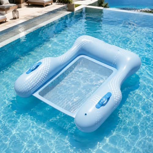 Pool Sessel Aufblasbar Liegestuhl, Schwimmsessel, Aufblasbarer Sessel für Pooling, Inflatable Pool Chair, Aufblasbare Wasserstühle mit Handluftpumpe für Sommerpartys, Pooling und Strandspaß
