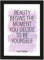Deqosy Poster DIN A4 Beauty Begins ..., gerahmt mit schwarzem Bilderrahmen, Geschenk, Geschenkidee, Geburtstagsgeschenk, Poster mit Rahmen, Kunstdruck, Typographie (Beauty Begins)