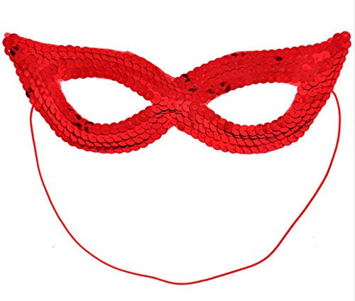 EROSPA® Augen-Maske mit Pailetten - Damen Kinder Jugendliche - Maskenball Fasching Karneval - Rot