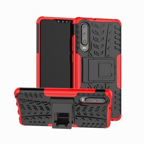 Handy Tasche Kompatibel mit Huawei P30 | Case Panzer Hülle Cover Schutzhülle Etui Bumper für P30 | Rot
