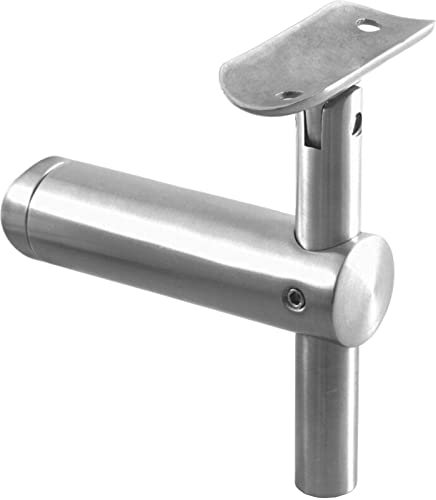 Edelstahl Handlaufträger, höhenverstellbarer Handlaufhalter, Rohranschluss, mit Gelenk V2A, für Ø 42,4 mm Handlauf