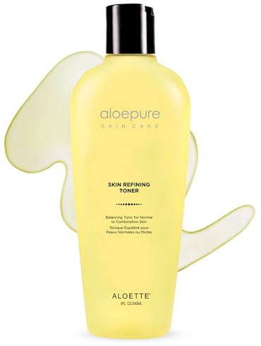 Aloette Aloepure Skin Refining Toner - Reduce Signs of Aging - Removes Excess Oil, Makeup and Impurities - Clean, Clear and Shine Free Finish - Ideal for Oily and Acne Prone Skin - 240 ml