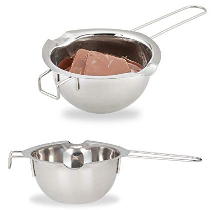 Relaxdays 2X récipients Bain Marie Casserole Acier INOX Chocolat Beurre Lait pâtisserie H x L x P : 6 x 24 x 14 cm, argenté