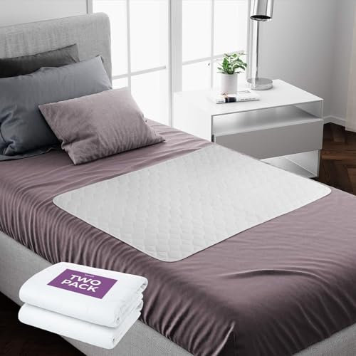 Matratzenauflage OHNE Flügel - 2er Pack | rutschfeste Inkontinenzunterlage Waschbar PIPI Unterlage Bett Kinder bei Bettnässen | wasserdichte Matratzenauflage 2L Saugfähigkeit | 90 cm x 85 cm |Weiß
