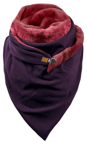 heekpek Damen Schals Warmer Dreieckschal mit Button Winterschals | Dreieckstuch Damen, Schal Herbst, Herbstschal, Winterschal Kuschelig, Fleece Schal, Wärmeschal, Dicker, Übergroßer,Retro