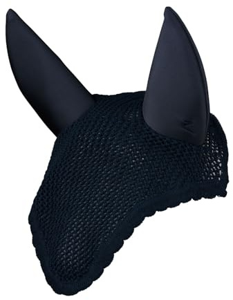 HORZE Marquess Crochet Horse Ear Bonnet | Sound Dampening Fly Protection - Dark Navy - Horse