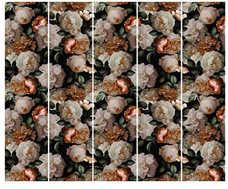 Bilderwelten Schiebegardinen Set Rote Rosen mit Weißen Rosen 5 Flächenvorhänge 250 x 300cm Wandhalterung