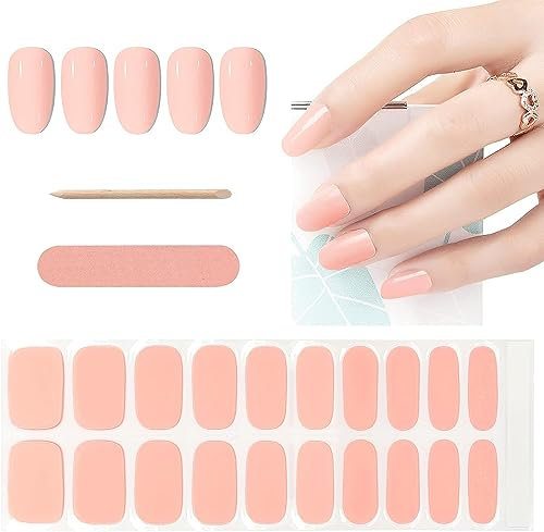 Kalolary Gel Semicurado de Pegatinas, 20Pcs Pegatinas Esmalte de Uñas Envoltura Pegatina Calcomanías Autoadhesivas con Lima de Uñas para Arte de Uñas DIY (Rosa Cristal)