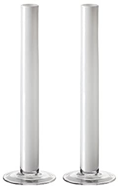 CRISTALICA Blumenvase Stangenvase Glas Vase Tischvase Raumdekoration Asia 2er Set H 30cm Weiß