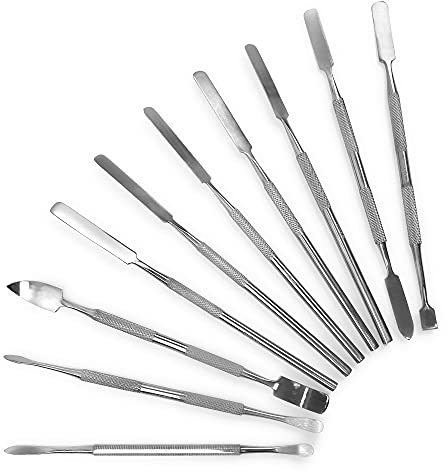 SURGICAL ONLINE Juego de 10 espátulas de cera y arcilla para esculpir, acabado de espejo de acero inoxidable para cerámica, joyas, aplicaciones dentales