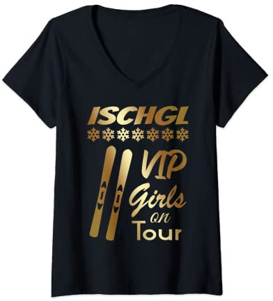 Damen Ischgl Apres Ski Skiurlaub Party VIP Girls Skisaison 2022 T-Shirt mit V-Ausschnitt