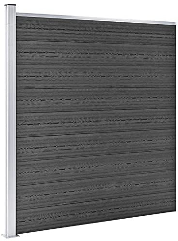 Susany Zaunelement Set Gartenzaun Zaunbretter Sichtschutz für Balkon, Terrasse & Garten Sonnenschutz Regenschutz Windschutz WPC 1737x186 cm Schwarz