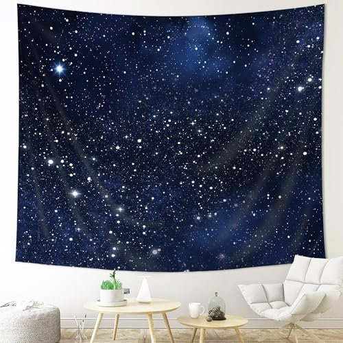 Imirell Wandteppich mit Sternenhimmel, dunkelblau, kosmischer Stern, 200 x 180 cm, Fantasy-Galaxie, Universum, Textur, Weltraum, Kinder, Erwachsene, glänzende Sterne, Kunstwerk für Schlafzimmer,