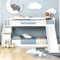 HESHU Bunk Bed with Stairs and Slide, Solid Pine Wood Frame, Children Bed with 2 Drawers Storage Steps, 90x190 cm