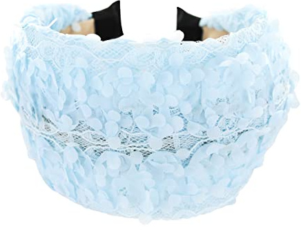 axy Breiter Haarreif Wunderschön Stirnband Vintage Haarschmuck Damen Haarreifen HR36B (Hellblau)