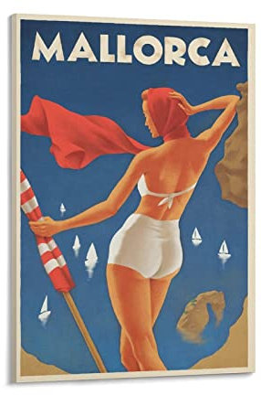 Mallorca Travel Vintage Sport Poster Sommer Urlaub Leinwand Kunst und Wandkunst Modern Family Decor 60 x 90 cm